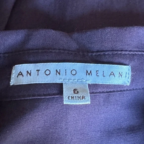 ANTONIO MELANI Navy Blue Long Sleeve Cold Shoulder button down shirt Dress 6 - Picture 9 of 9